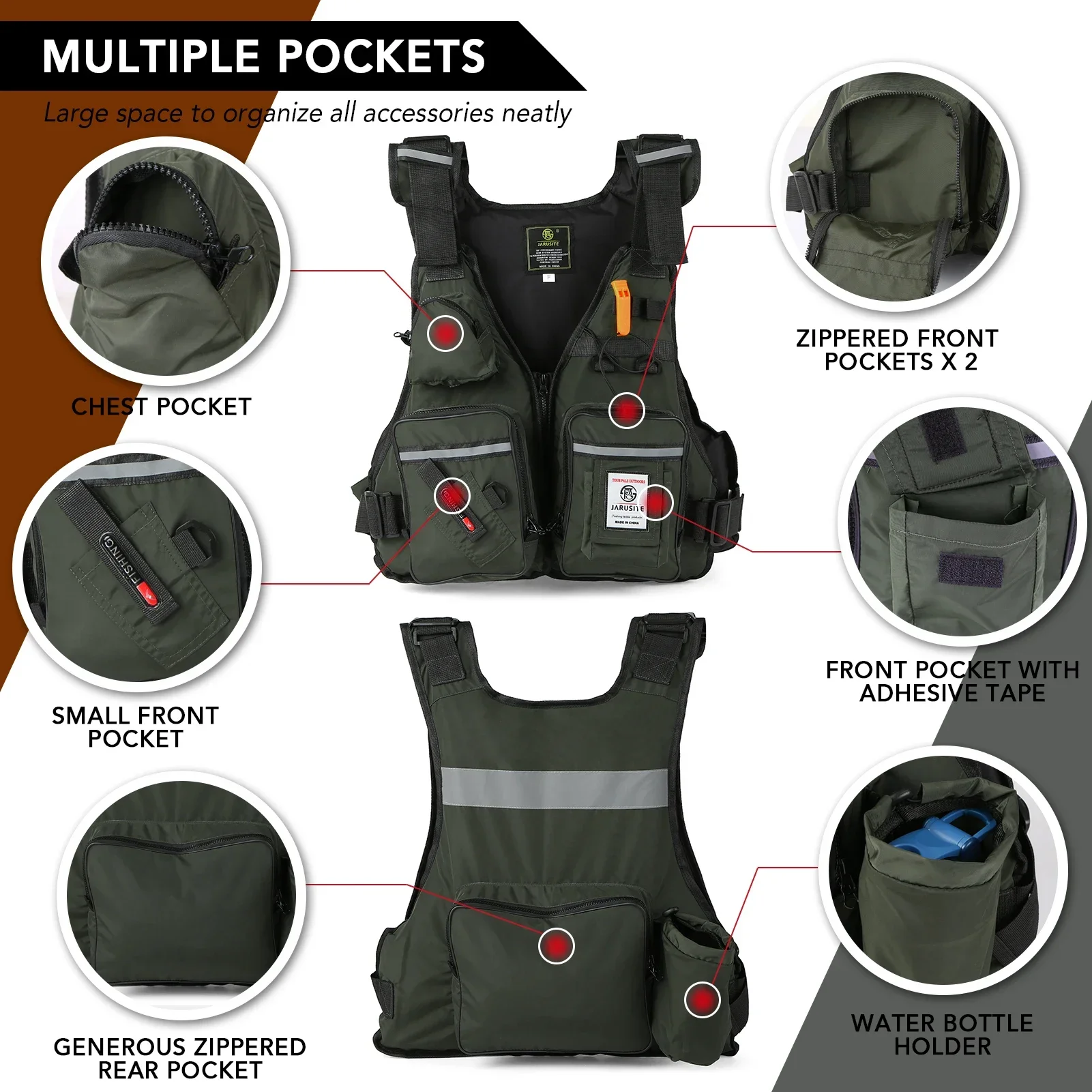 Fishing Vest Jacket - Gilet de sauvetage adulte 2026 pour